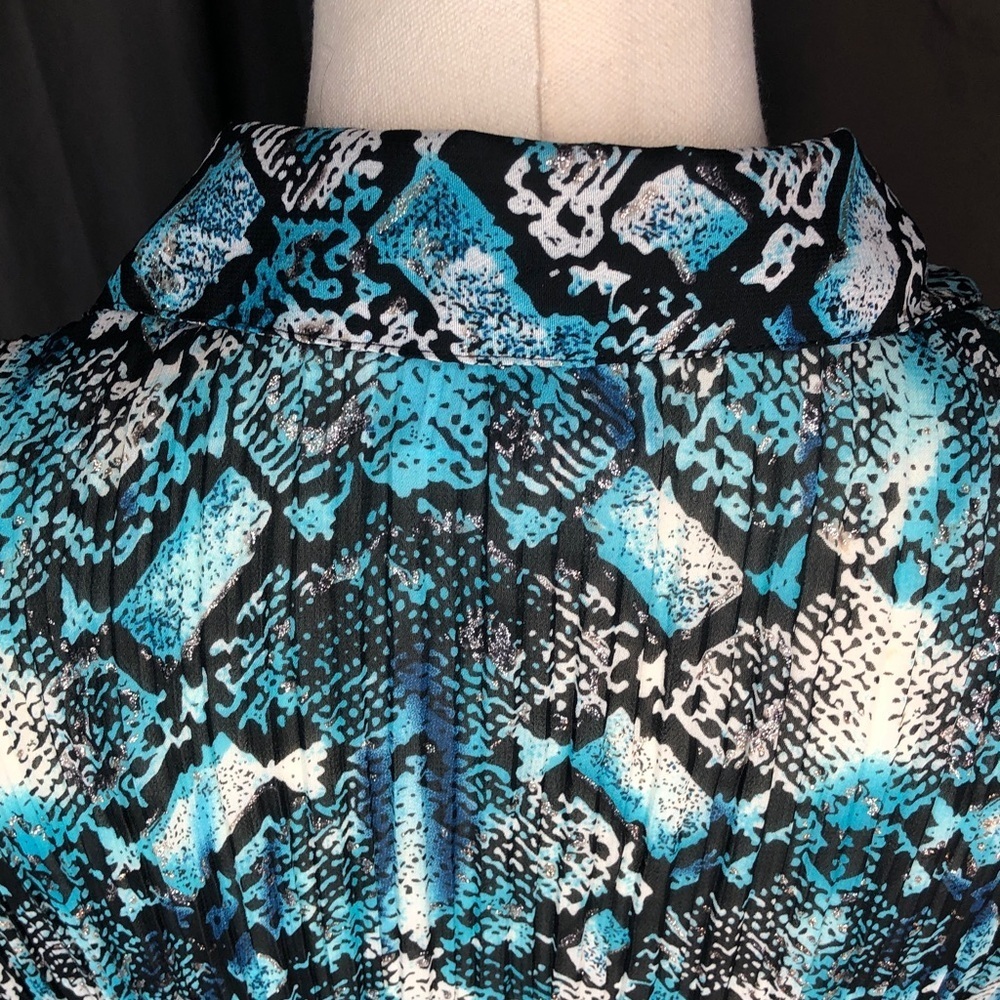Vintage 90’s Fashion Bug Blue and Black Blouse Size Large - Picture 7 of 15